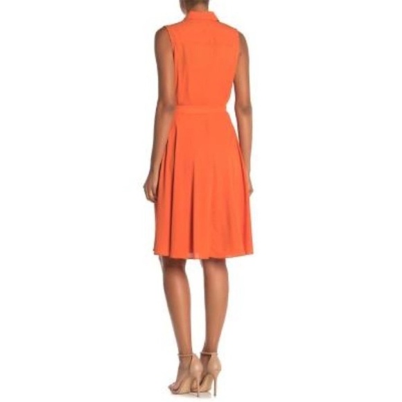 Nanette Lepore Coral Pleat & Button Front Belted Dress Size 2 - Picture 4 of 9